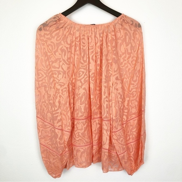 Tanya Taylor Janey Long Sleeve Tie Neck Peasant Top Balloon Sleeve - Picture 6 of 9